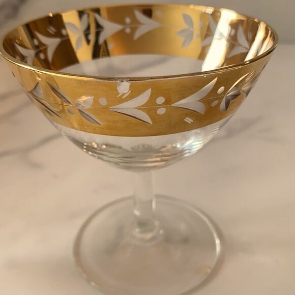 Vintage Gold Rimmed Cocktail Glasses Set of 2 - Picture 4 of 4